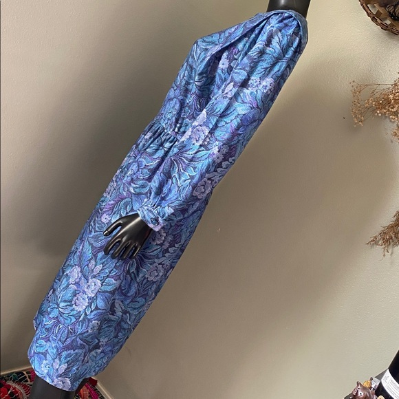 Vintage Handmade Blue and Purple Long Sleeve Dress with Pockets! - Picture 6 of 13